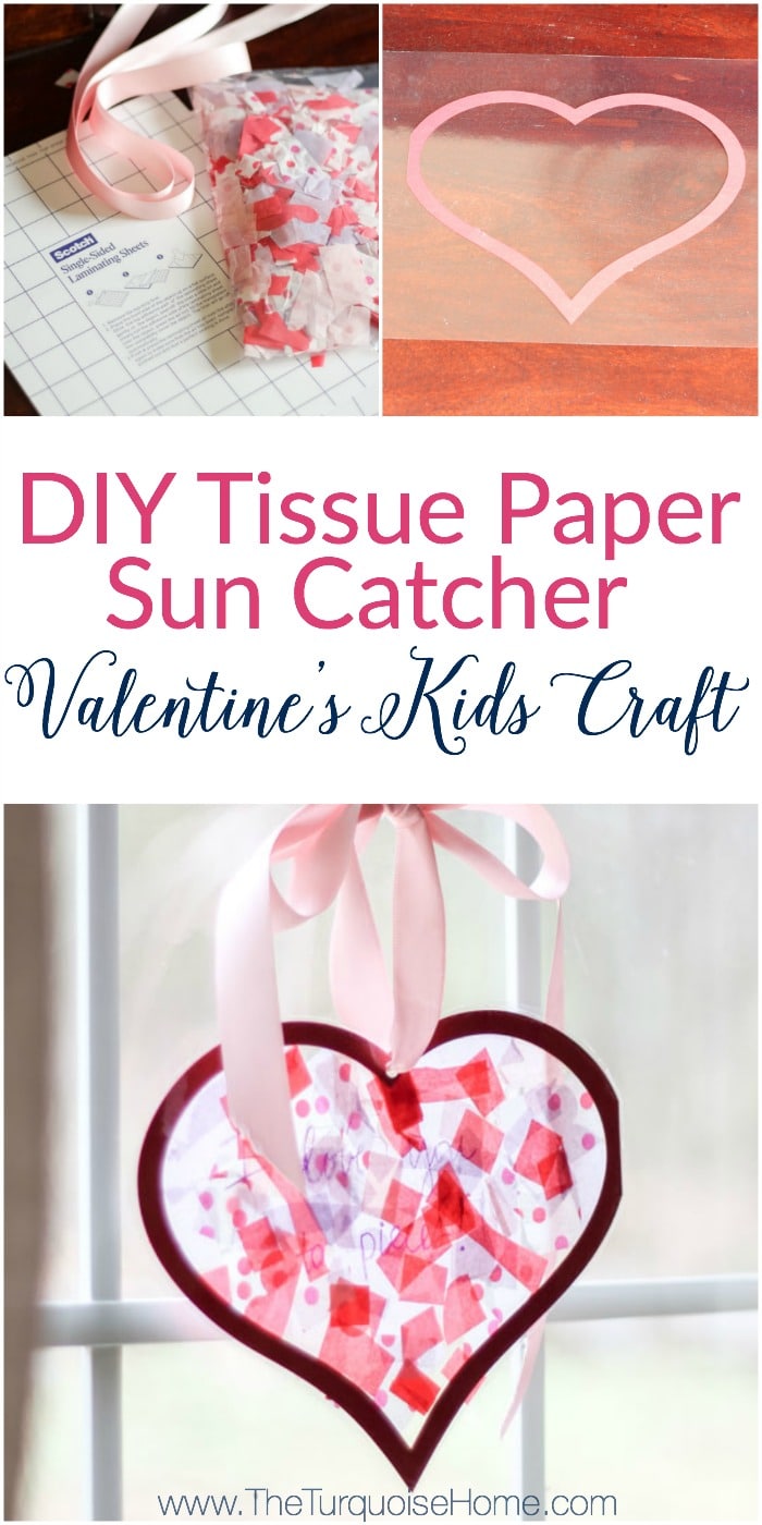 Tissue Paper Stained Glass Valentine's Kid Craft - The Turquoise Home